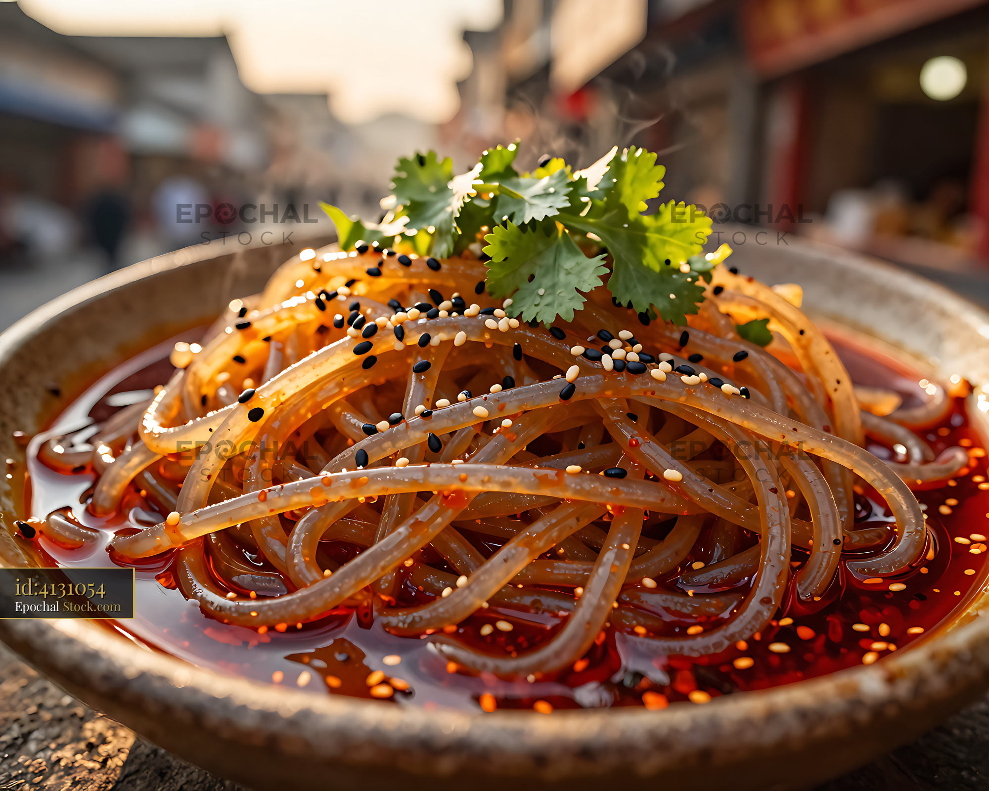 Spicy Sichuan Glass Noodle Salad with Sesame - stock photo