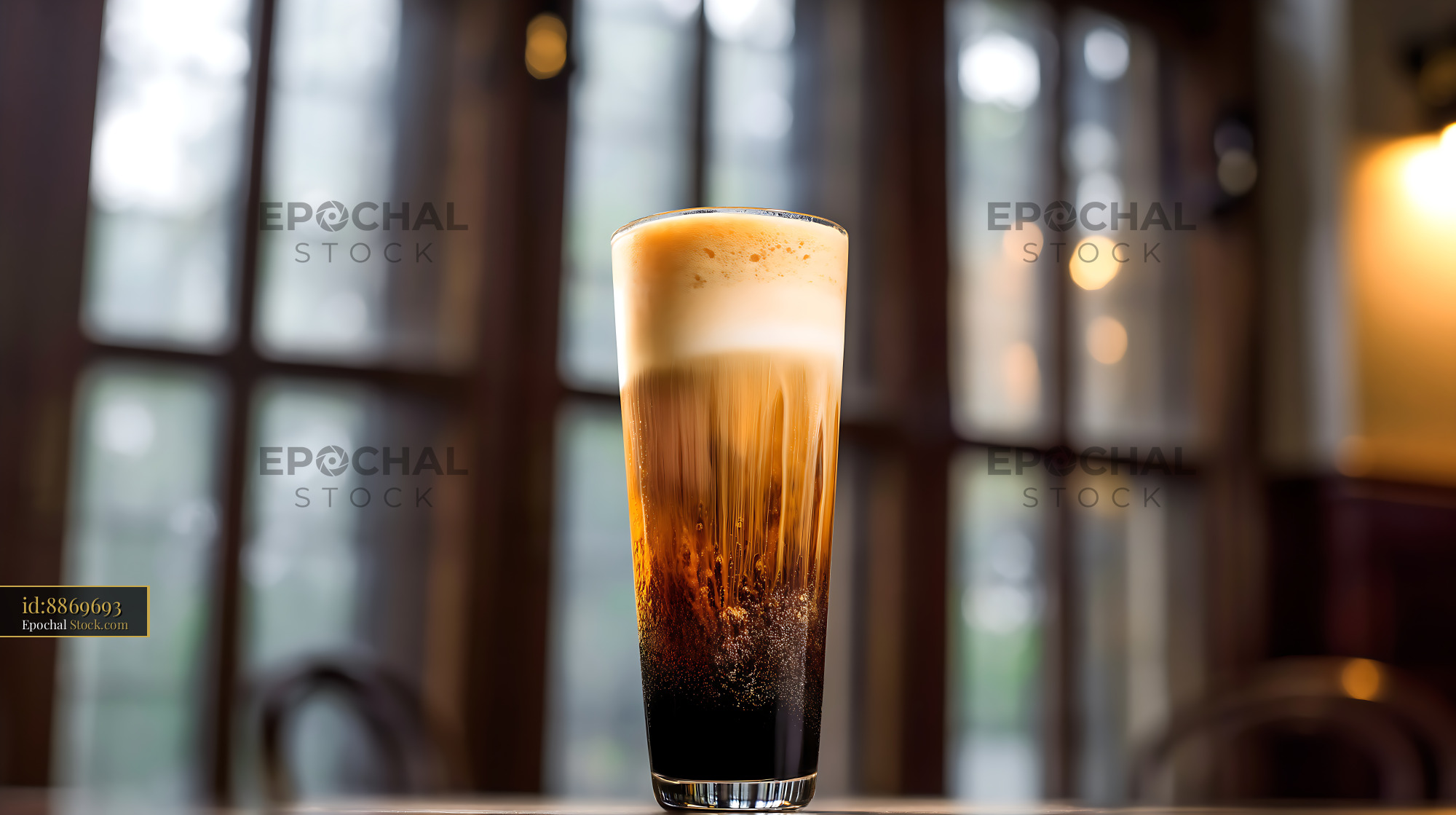 Nitro Caramel Coffee Cold Brew in Glass - stock photo