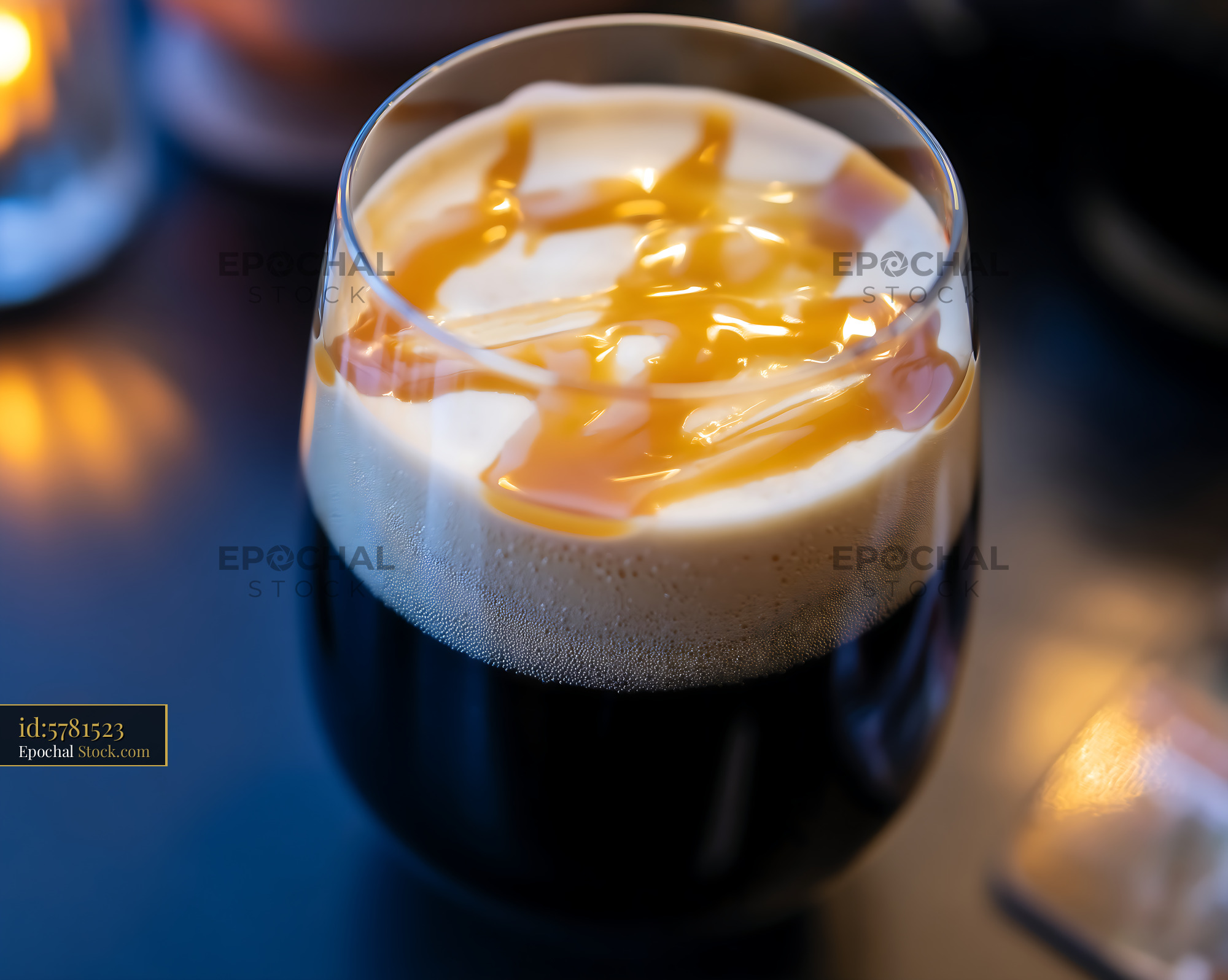 Nitro Caramel Coffee with Caramel Drizzle - stock photo