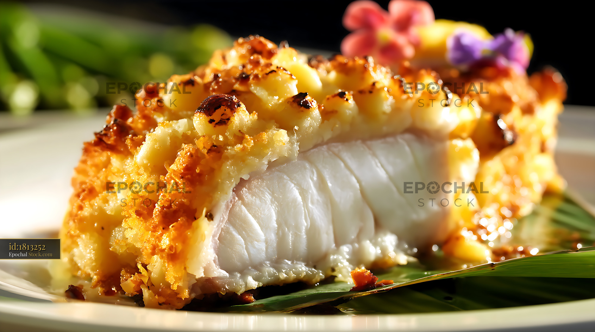Golden Baked Whitefish with Panko Crust - stock photo