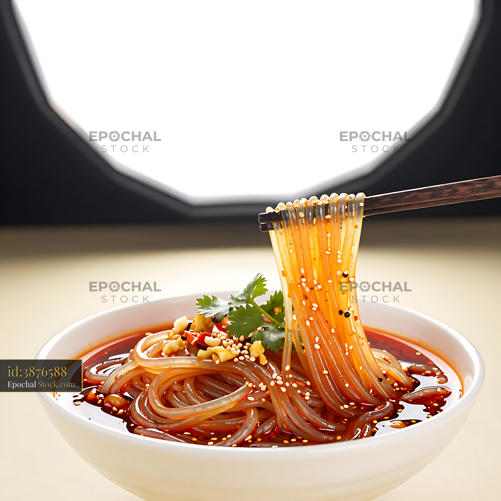 Sichuan Glass Noodle Salad Lifting with Chopsticks - stock photo