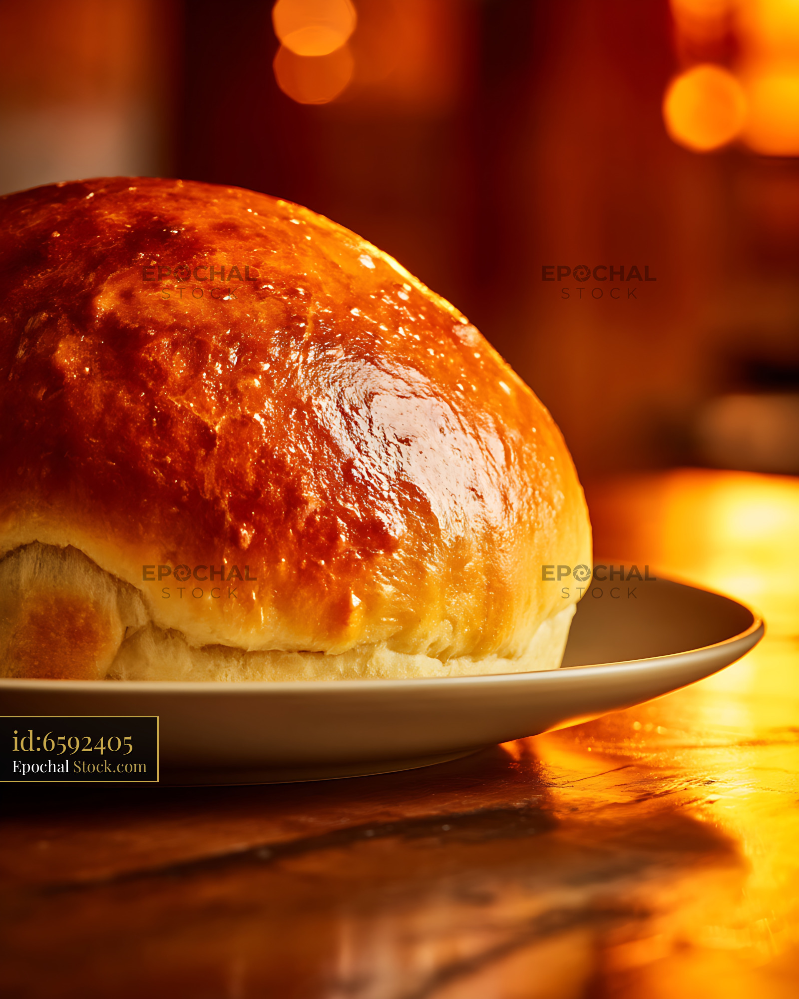 Warm Golden Bread Roll Freshly Baked - stock photo