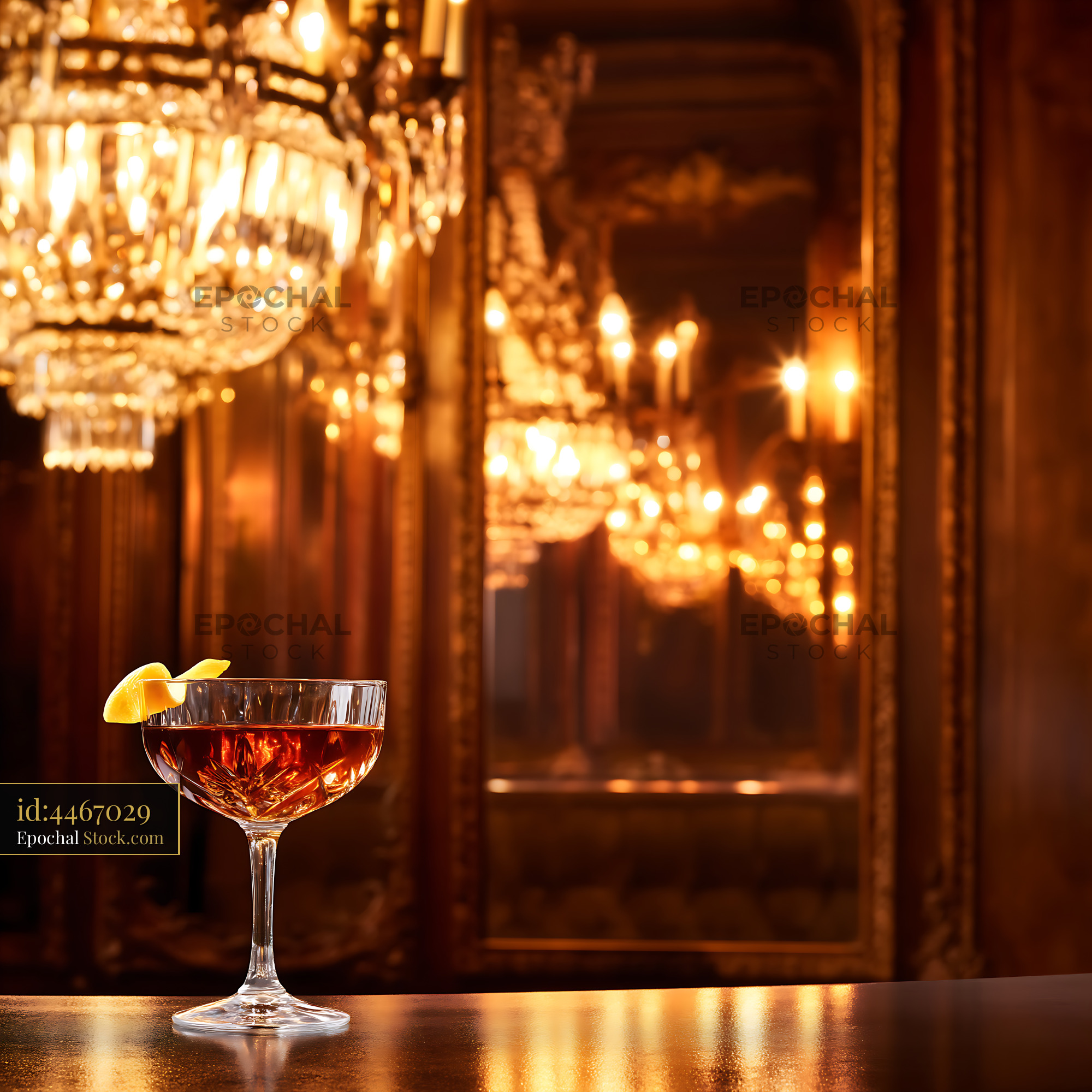 Saratoga Cocktail in Elegant Evening Bar - stock photo