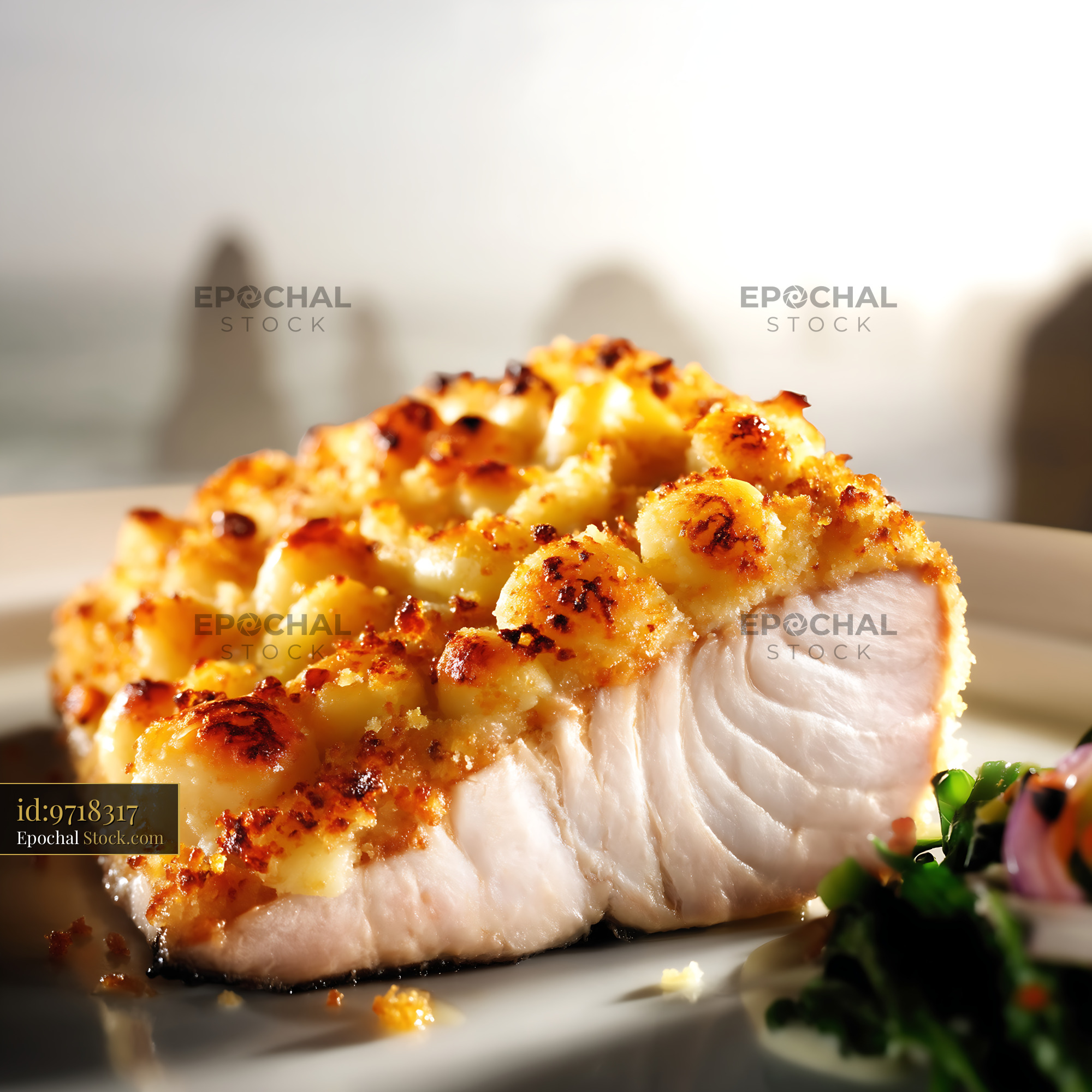 Gourmet Baked White Fish With Golden Potato Crust - stock photo