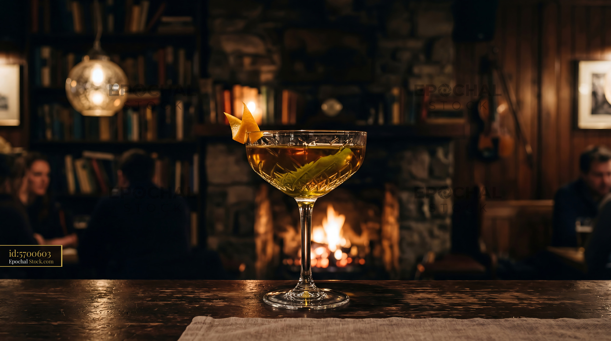 Tipperary Cocktail With Orange Twist in Bar - stock photo
