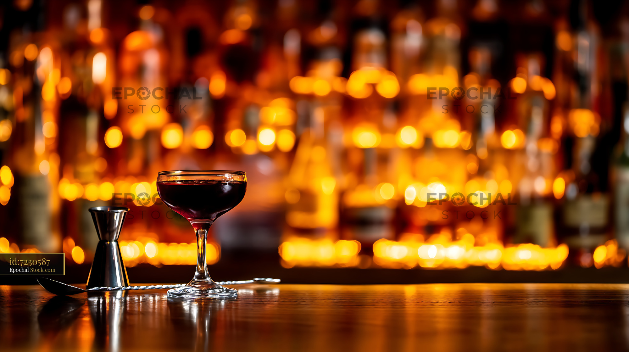 Bushwick Cocktail with Jigger at Upscale Bar - stock photo