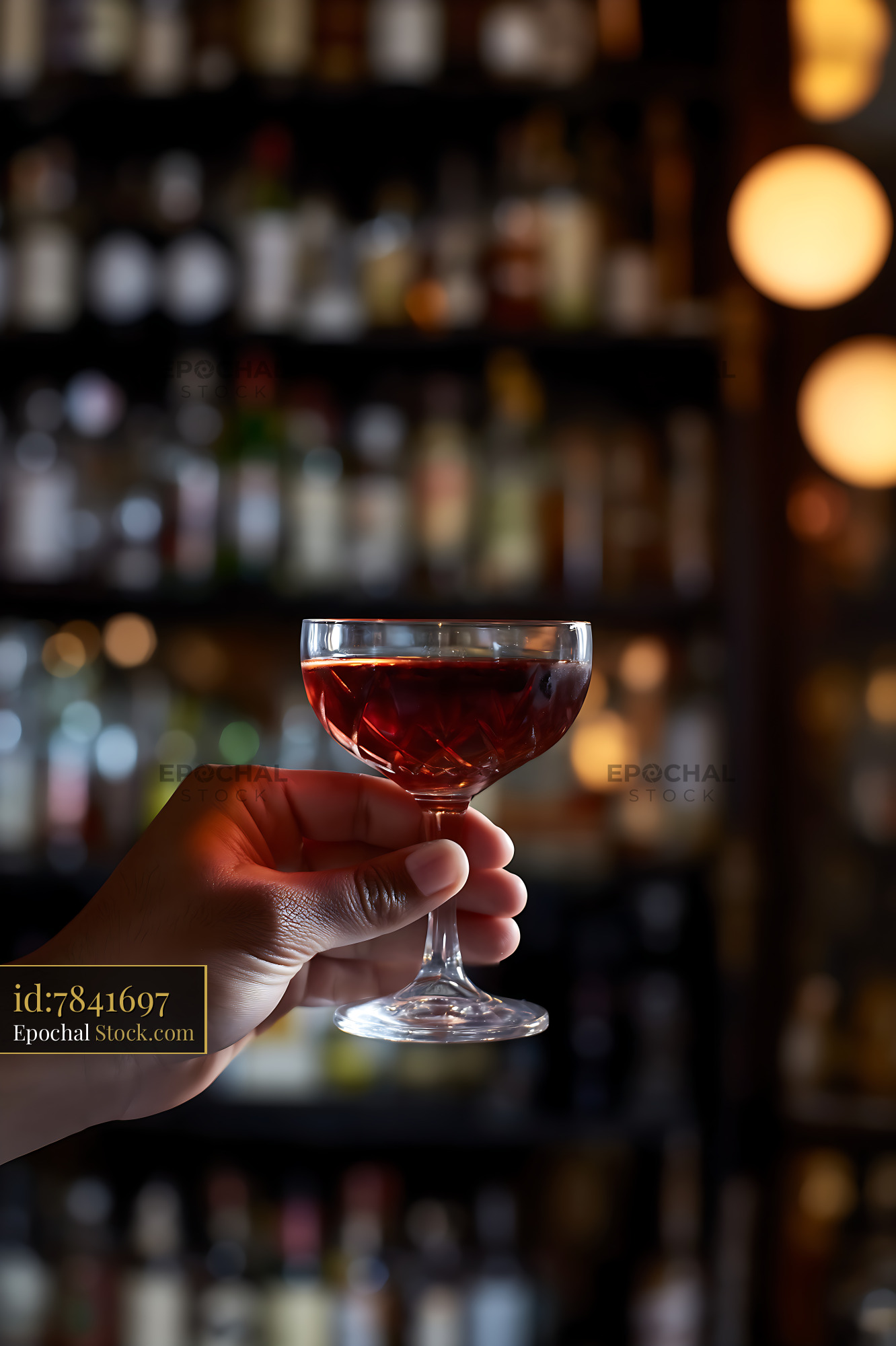 Bushwick Cocktail in Coupe Glass, Bar - stock photo