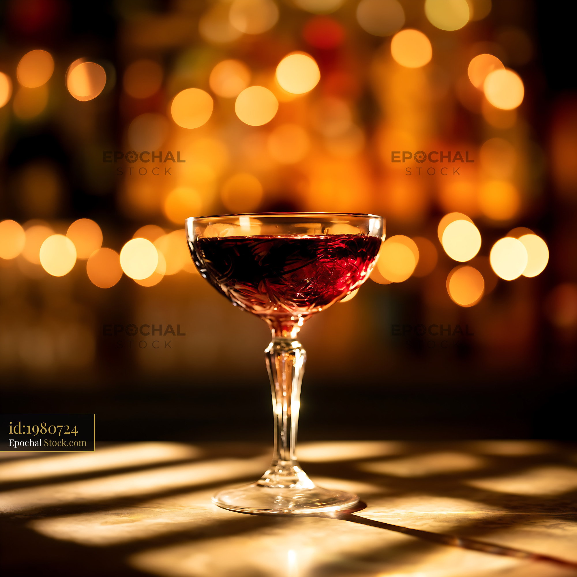 Bushwick Cocktail in Coupe Glass, Bar Setting - stock photo
