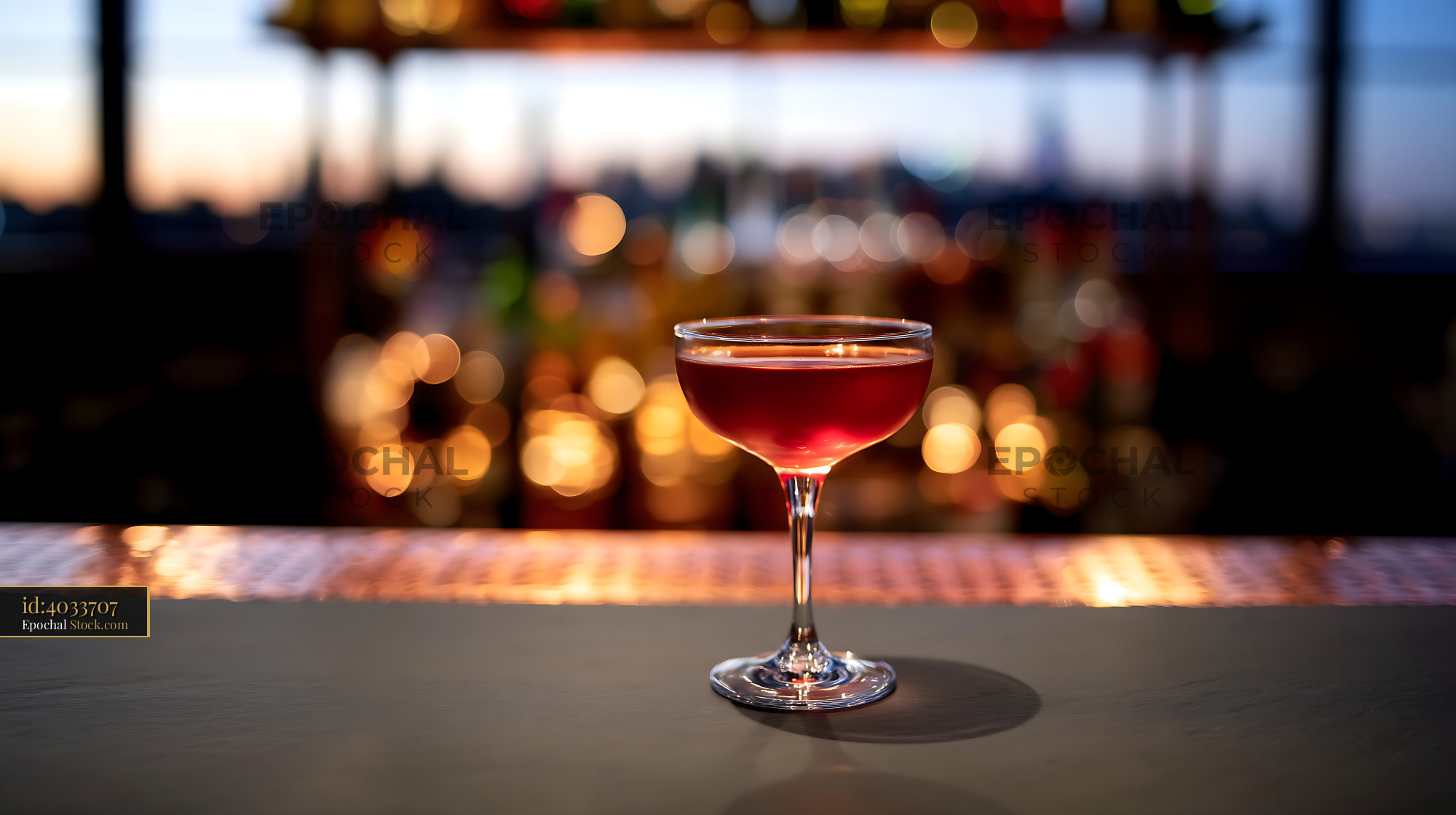 Bushwick Cocktail at Rooftop Bar at Dusk - stock photo