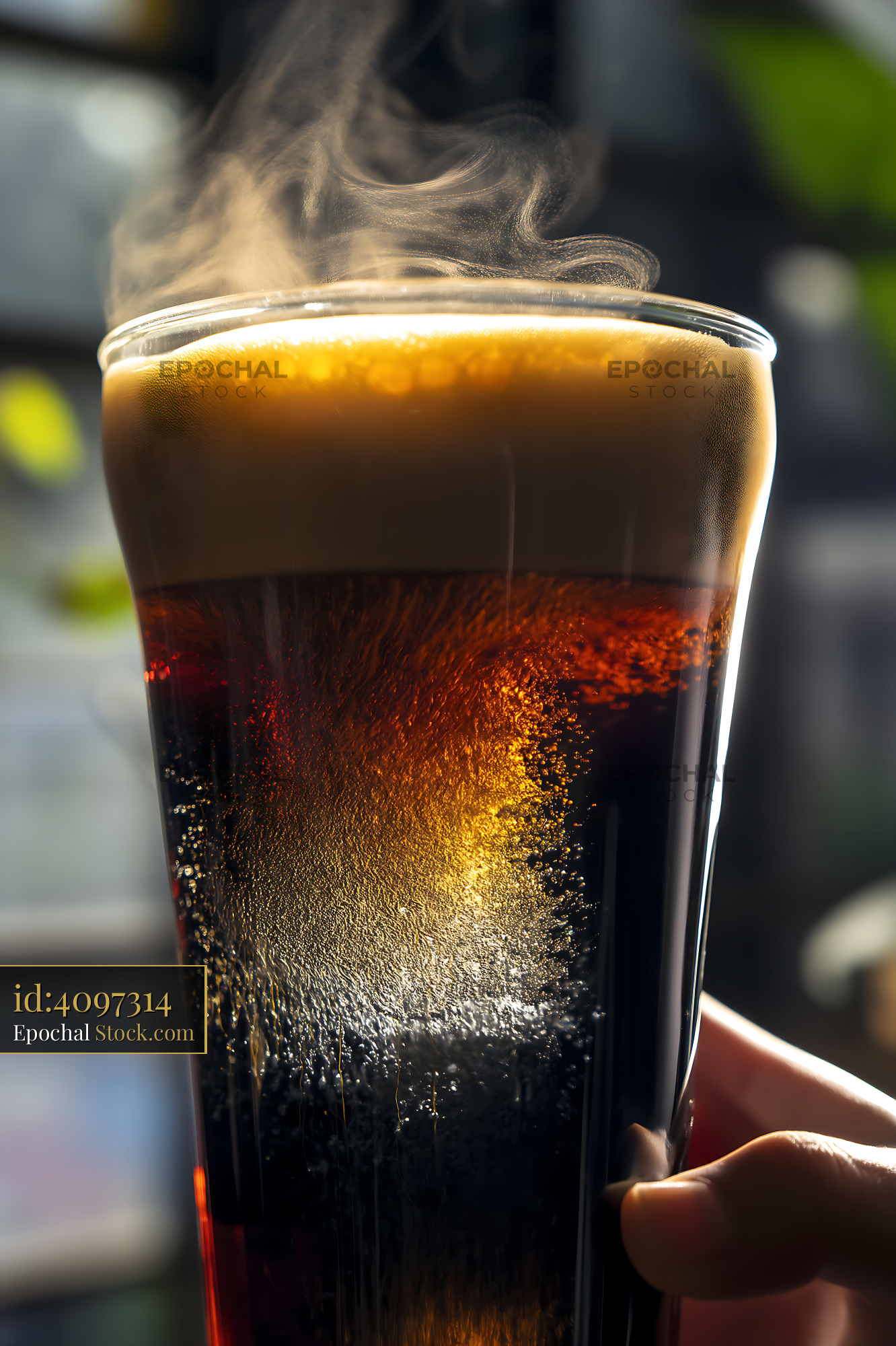 Nitro Caramel Coffee with Creamy Foam Head - stock photo