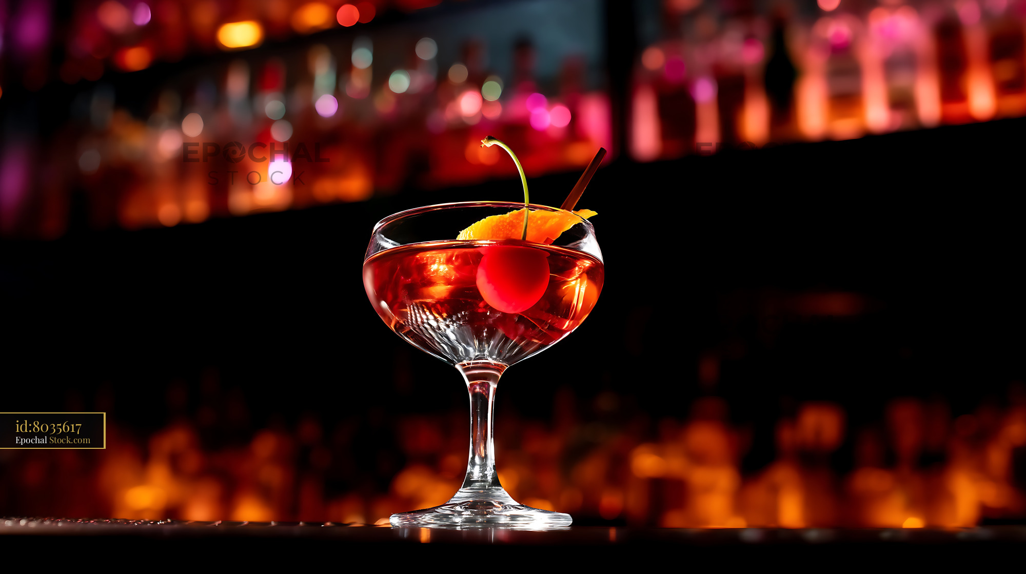 Bushwick Cocktail Glowing in Neon Bar - stock photo