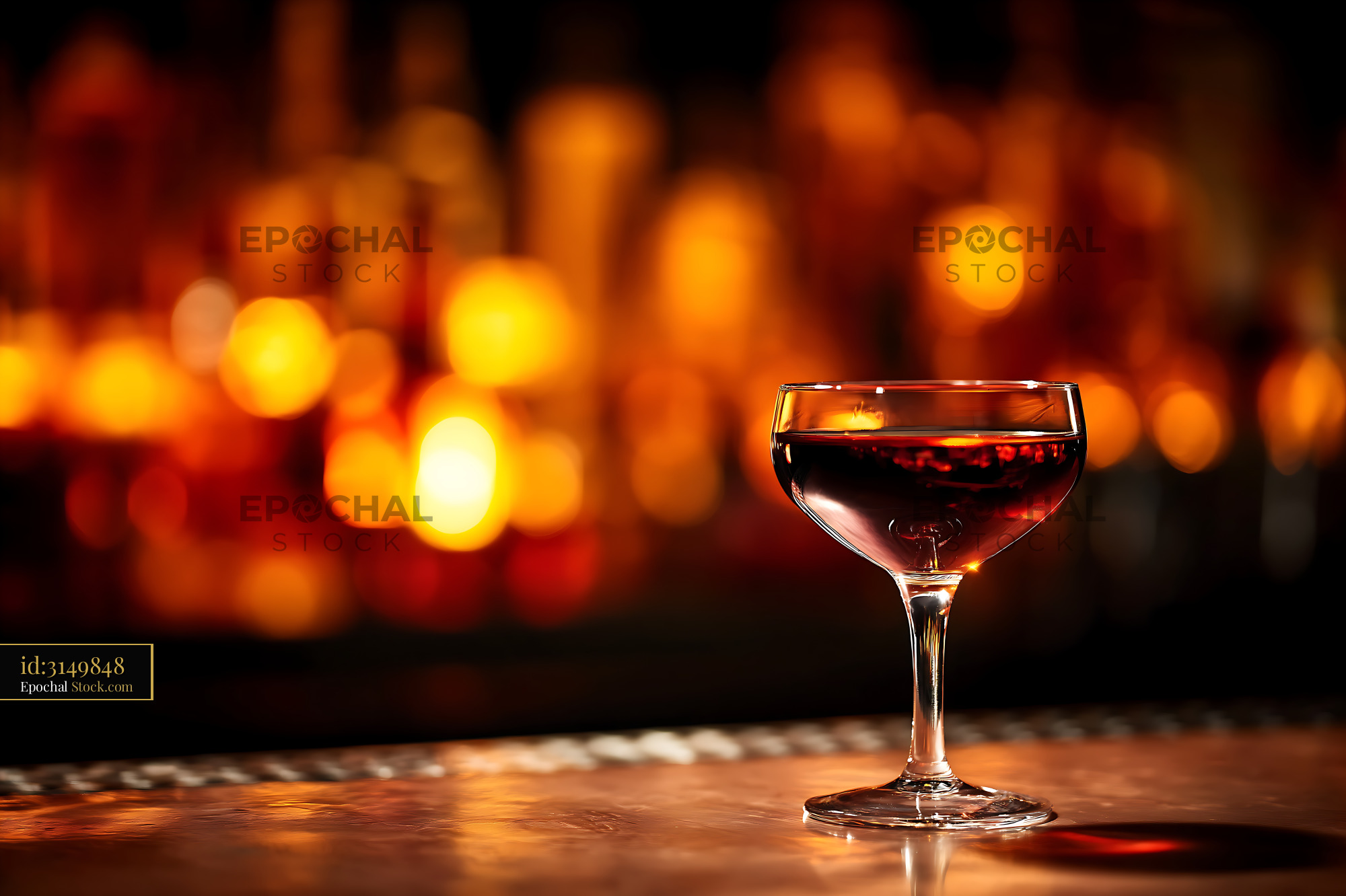 Bushwick Cocktail in Coupe Glass, Ambient Lights - stock photo