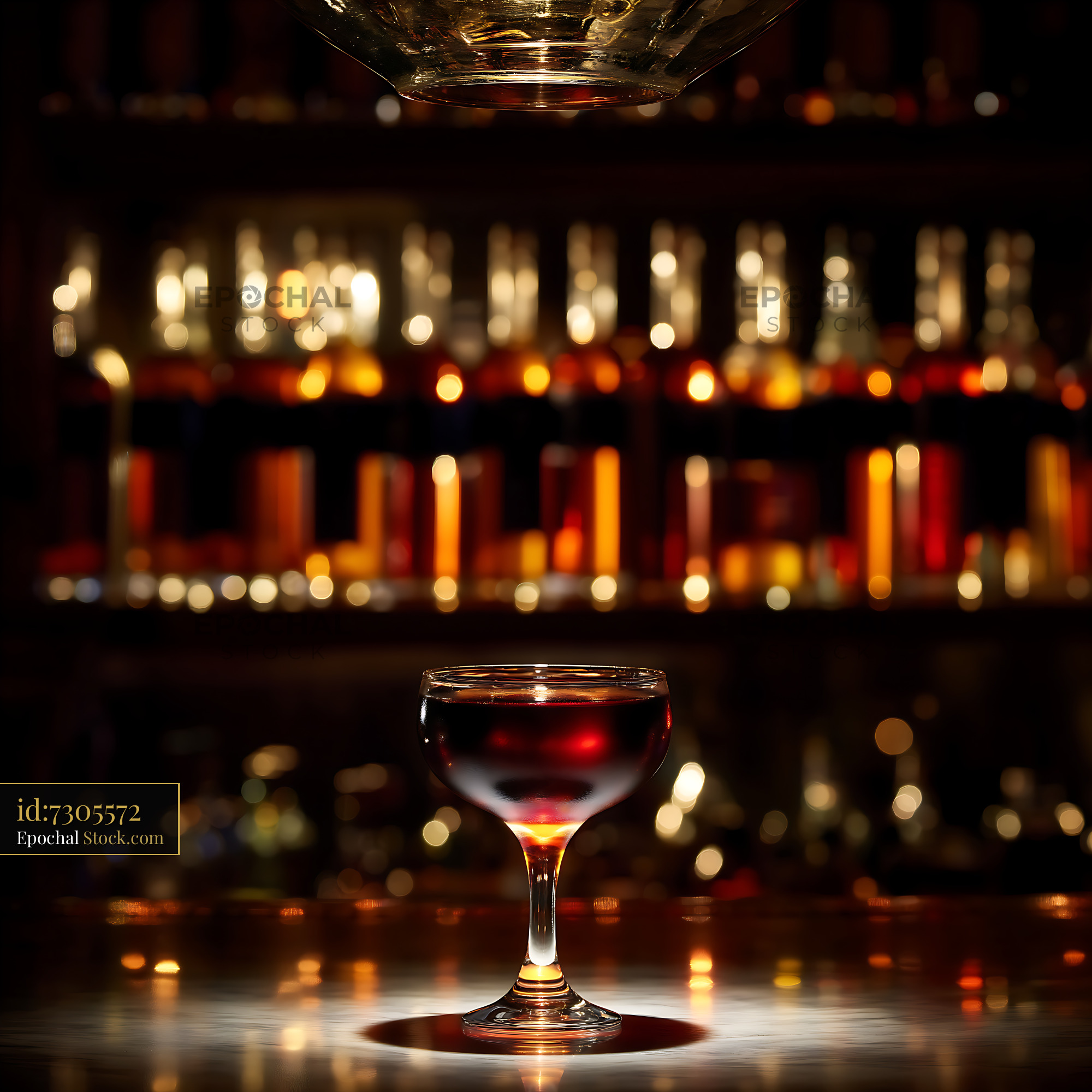 Bushwick Cocktail Served at Bar Counter - stock photo