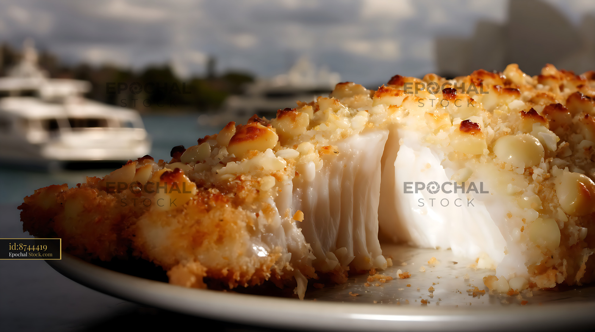 Seared White Fish Fillet with Crispy Crust - stock photo