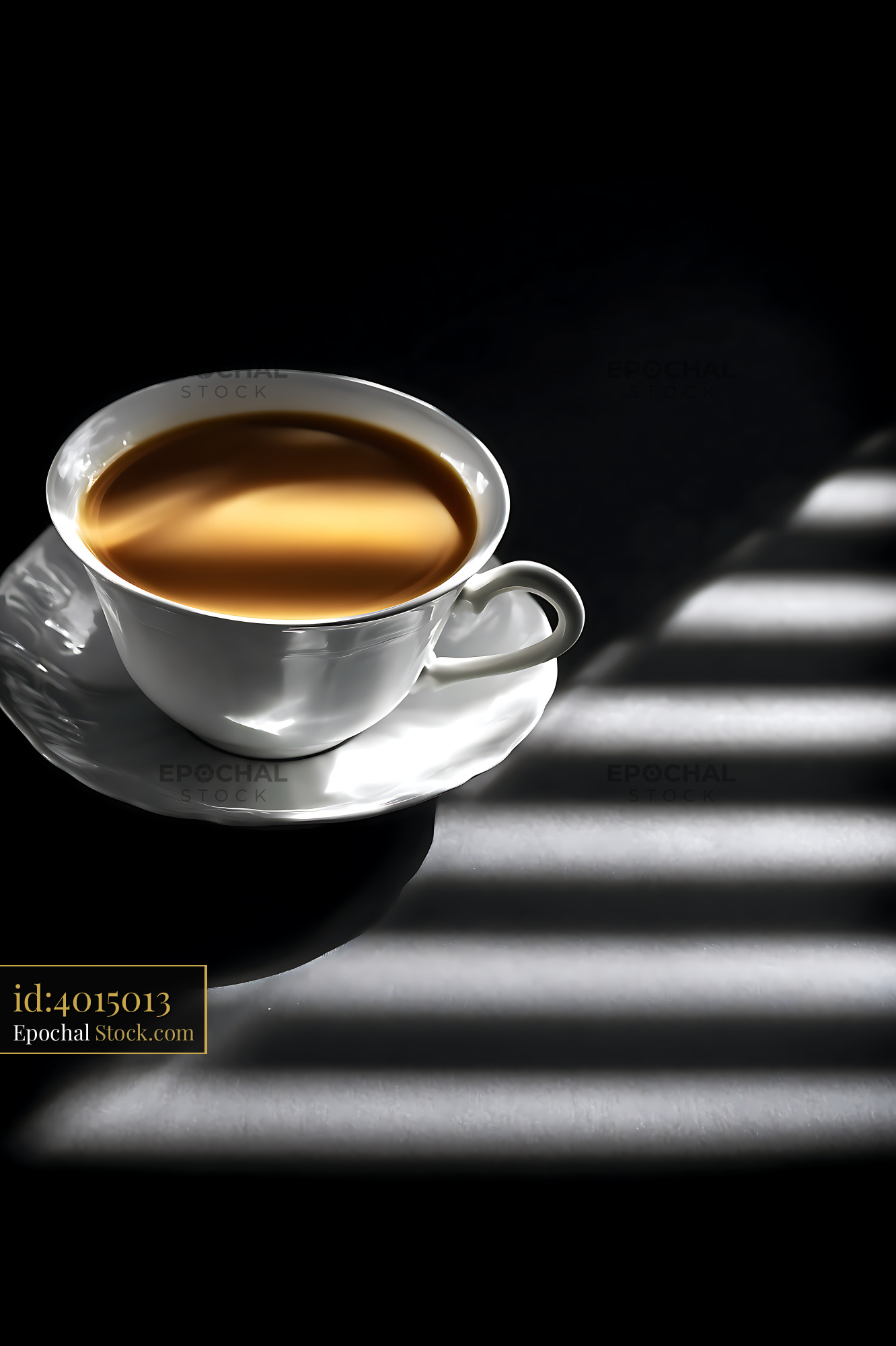 Black Coffee Cup Dramatic Shadow Lighting - stock photo