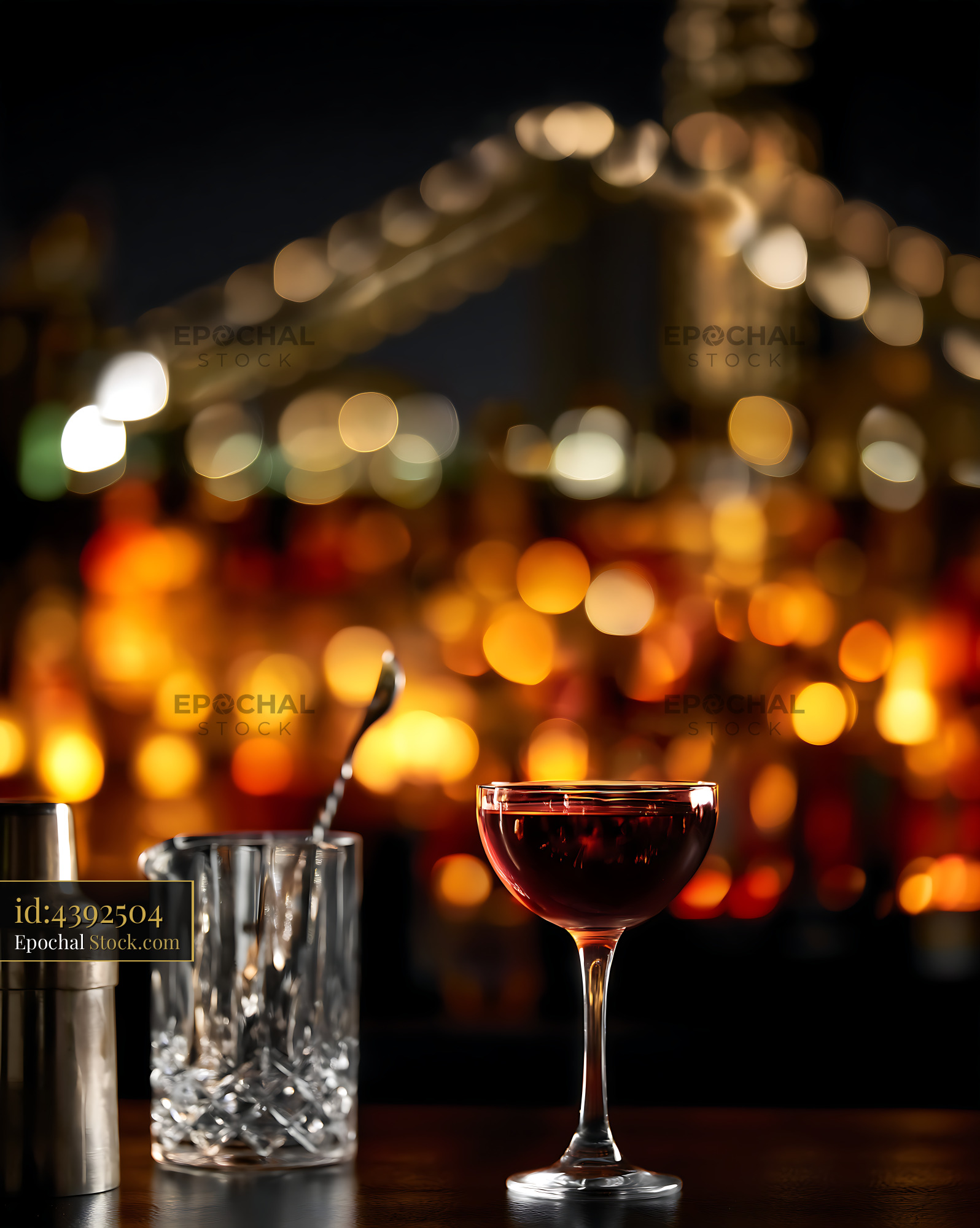 Bushwick Cocktail With Bokeh Bar Lights - stock photo