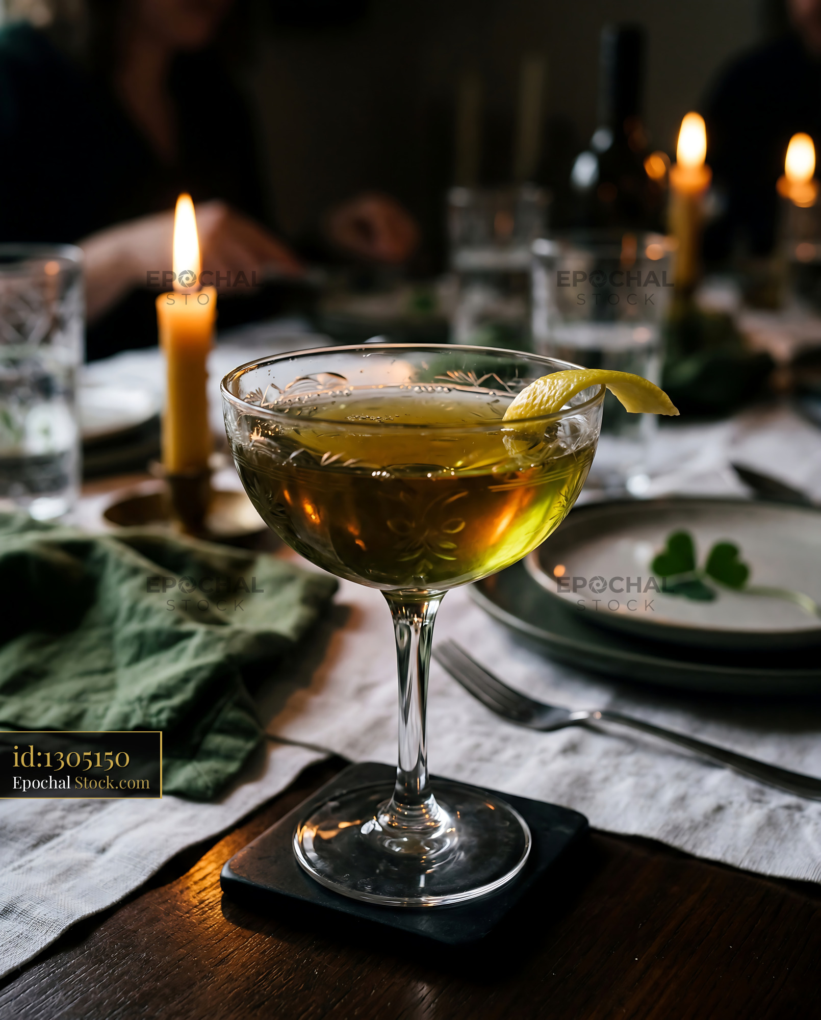 Tipperary Cocktail with Candlelit Dinner - stock photo