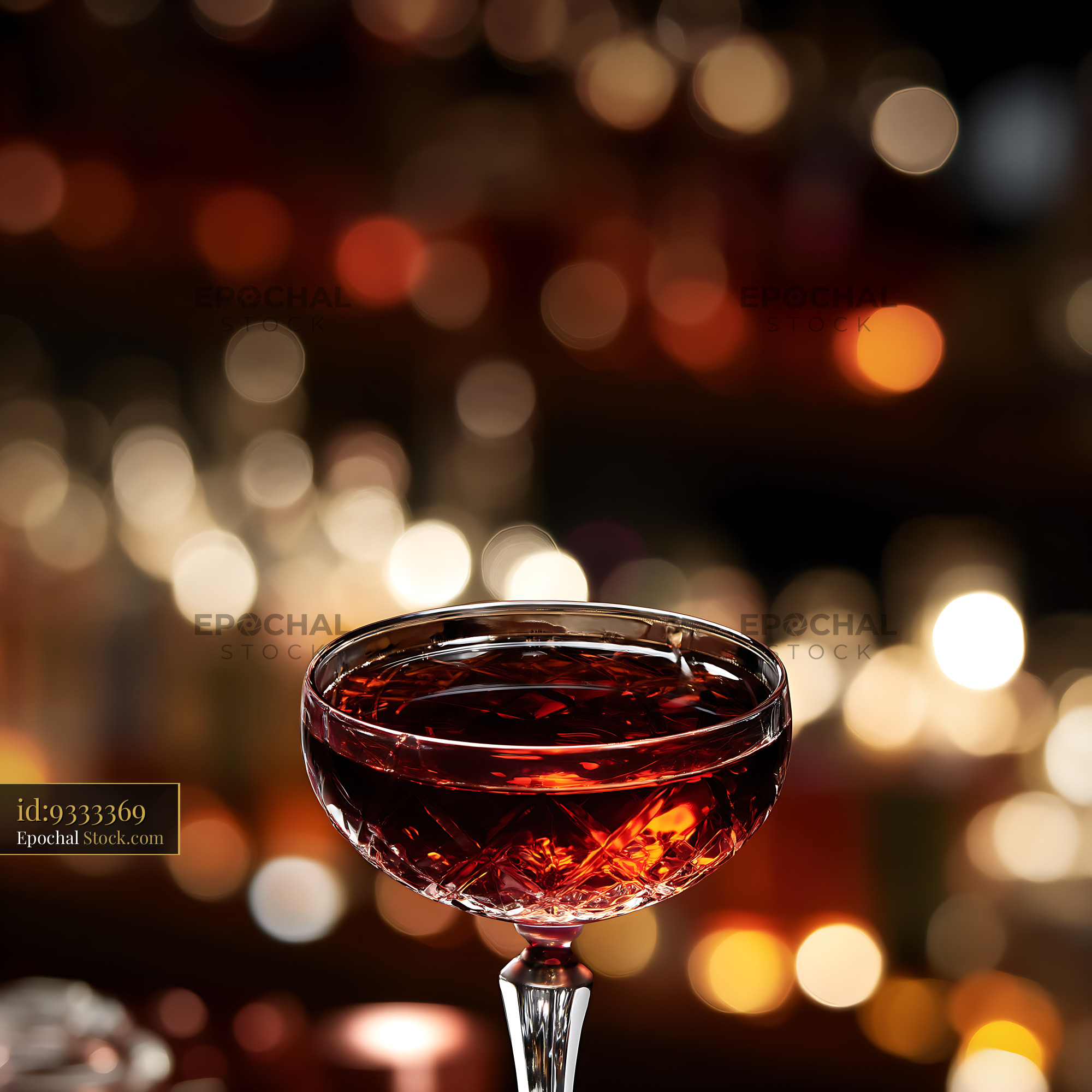 Bushwick Cocktail in Coupe Glass, Evening Bokeh - stock photo