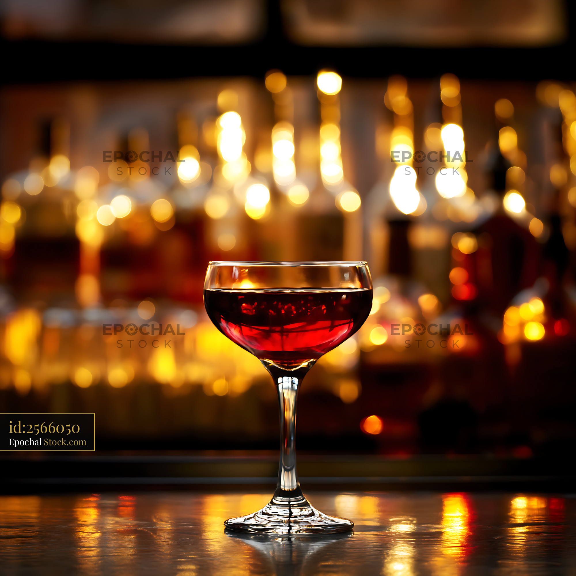 Bushwick Cocktail in Coupe Glass at Bar - stock photo