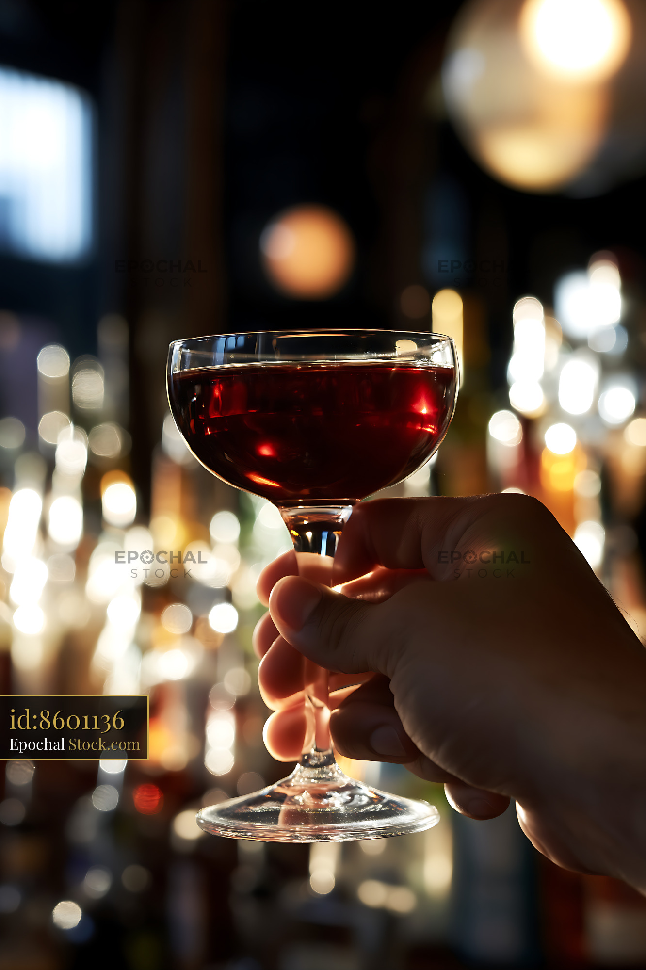 Bushwick Cocktail in Coupe at Night Bar - stock photo
