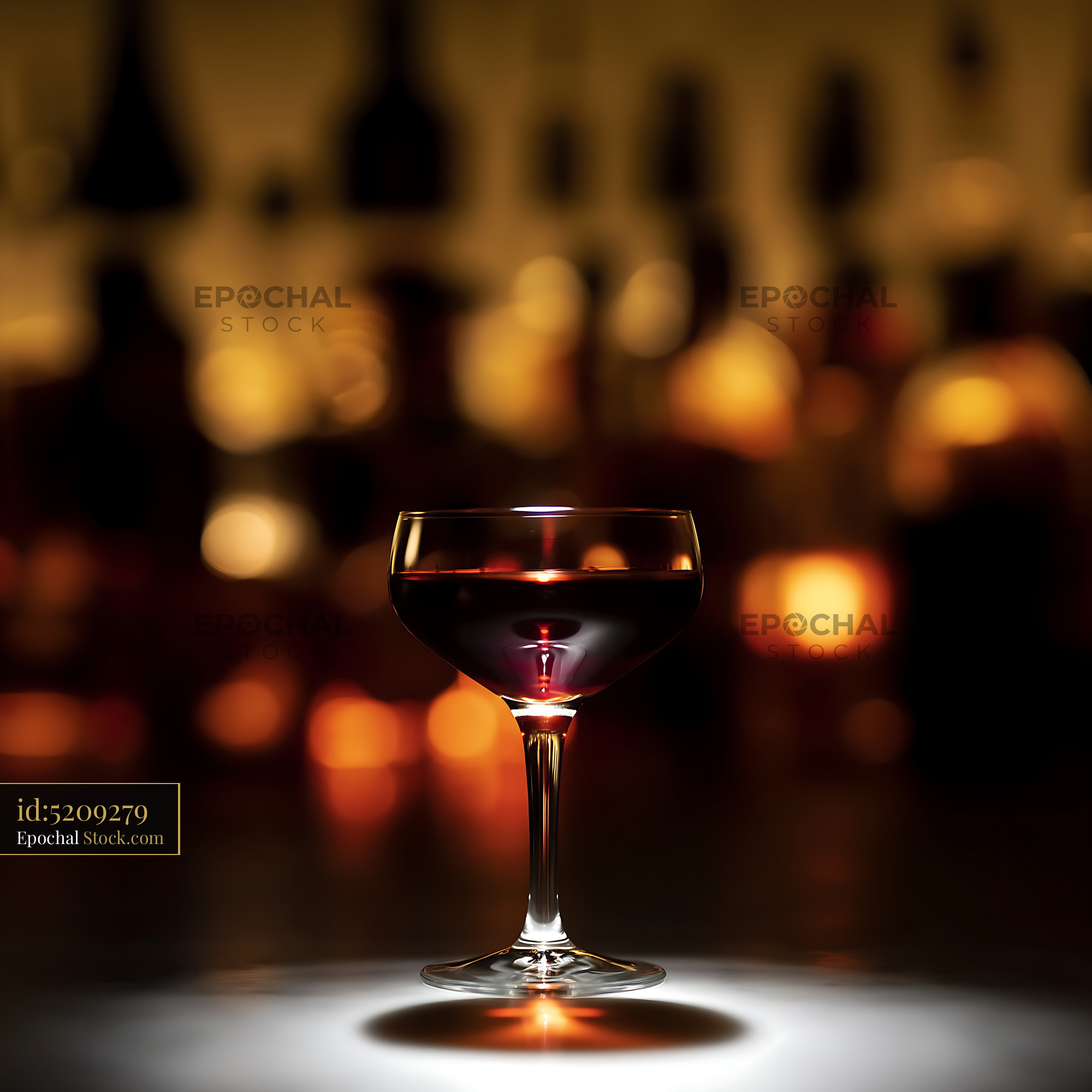 Bushwick Cocktail in Coupe Glass with Bokeh - stock photo