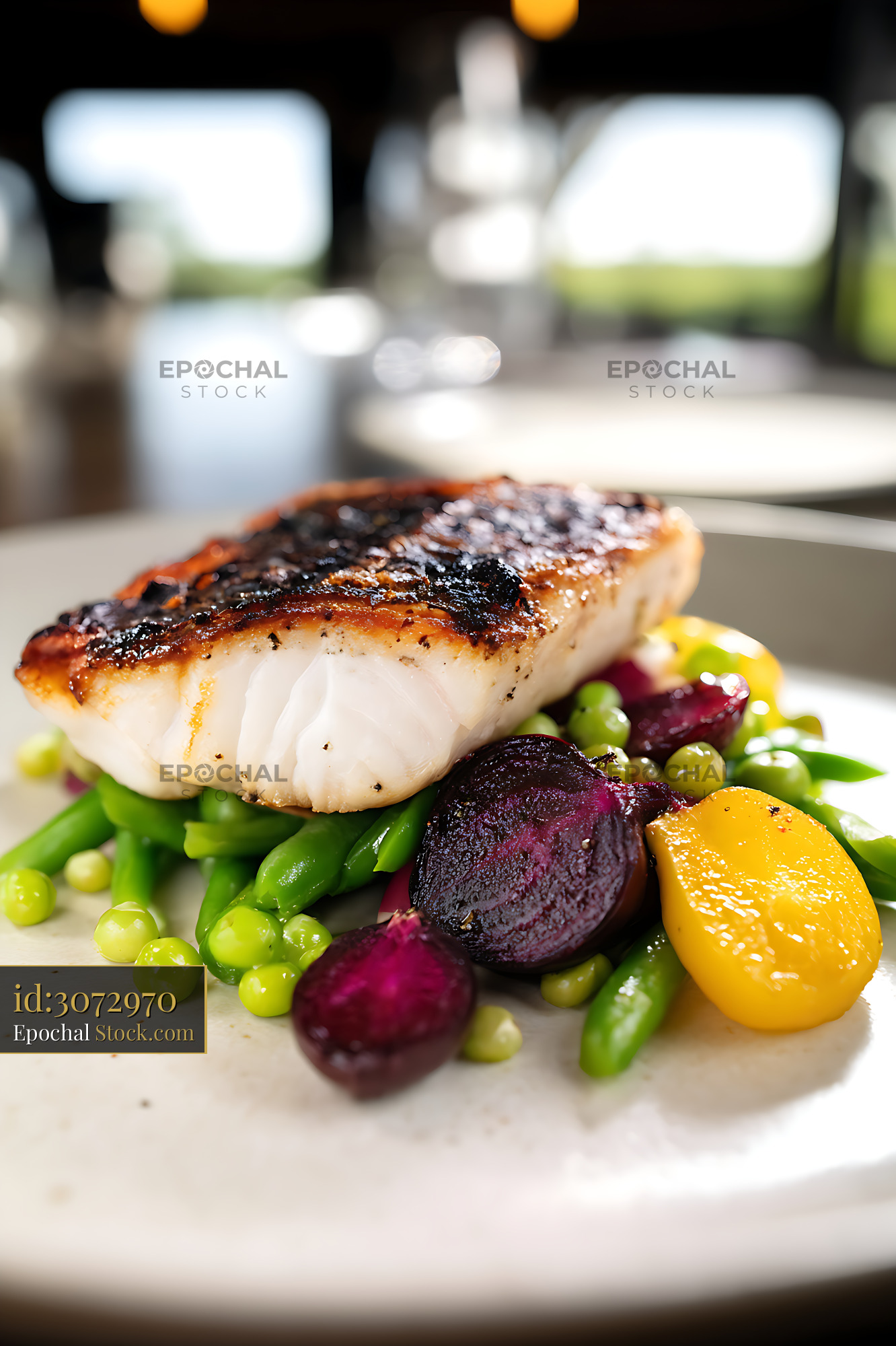 Pan-Seared Murray Cod Fillet Fine Dining - stock photo