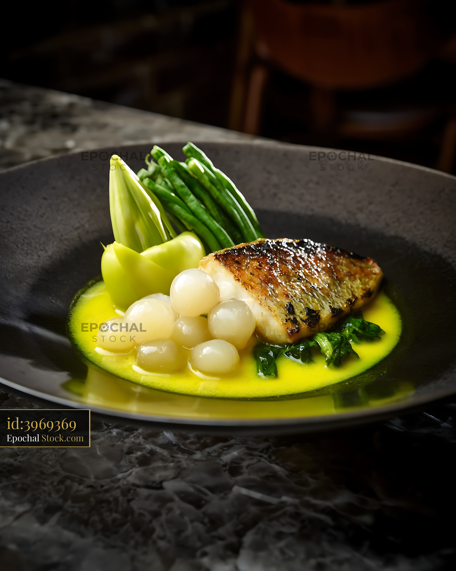 Grilled Fish with Pearl Onions and Kapurung Soup [Adobe ] - stock photo