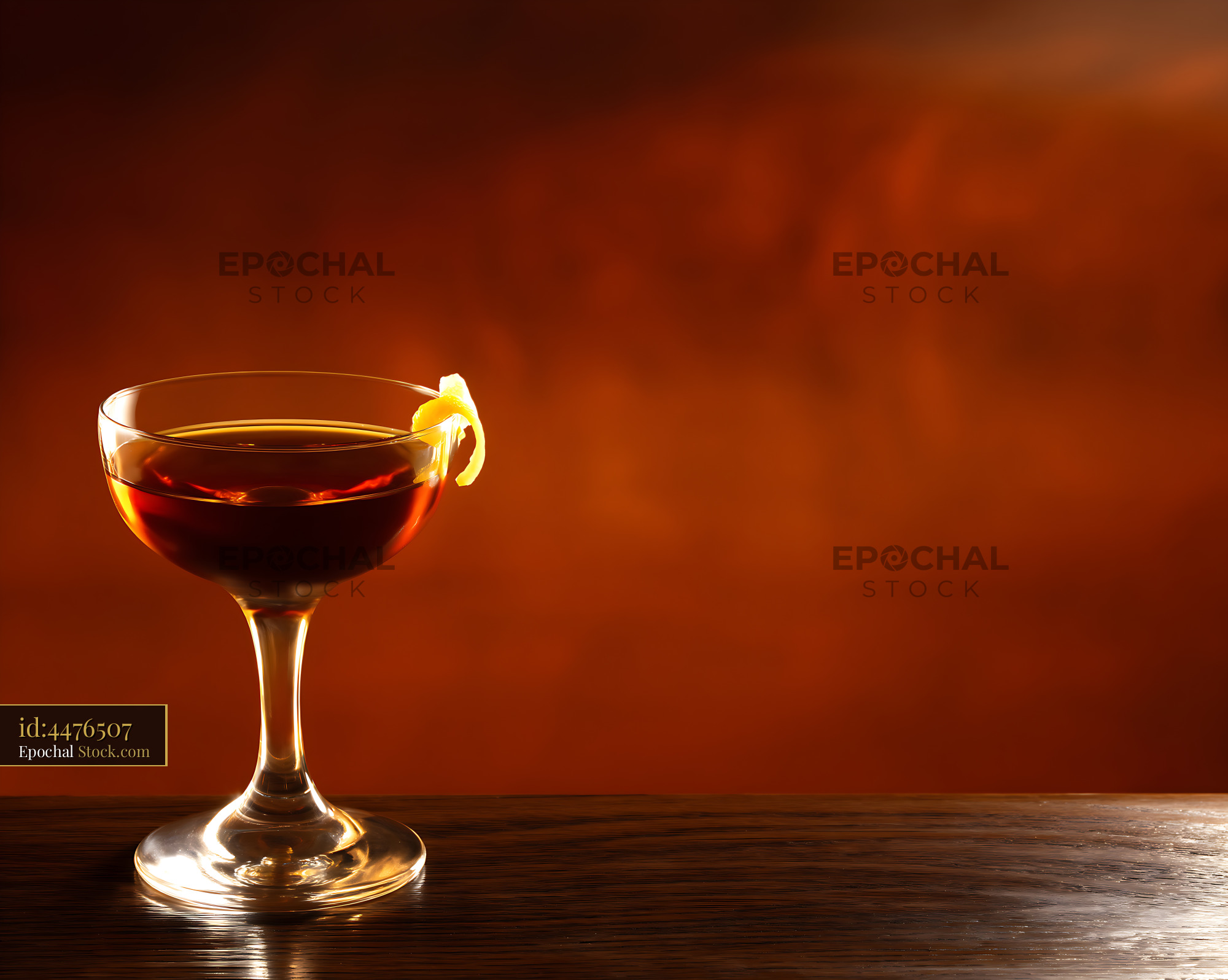 Saratoga Cocktail with Lemon Twist - stock photo