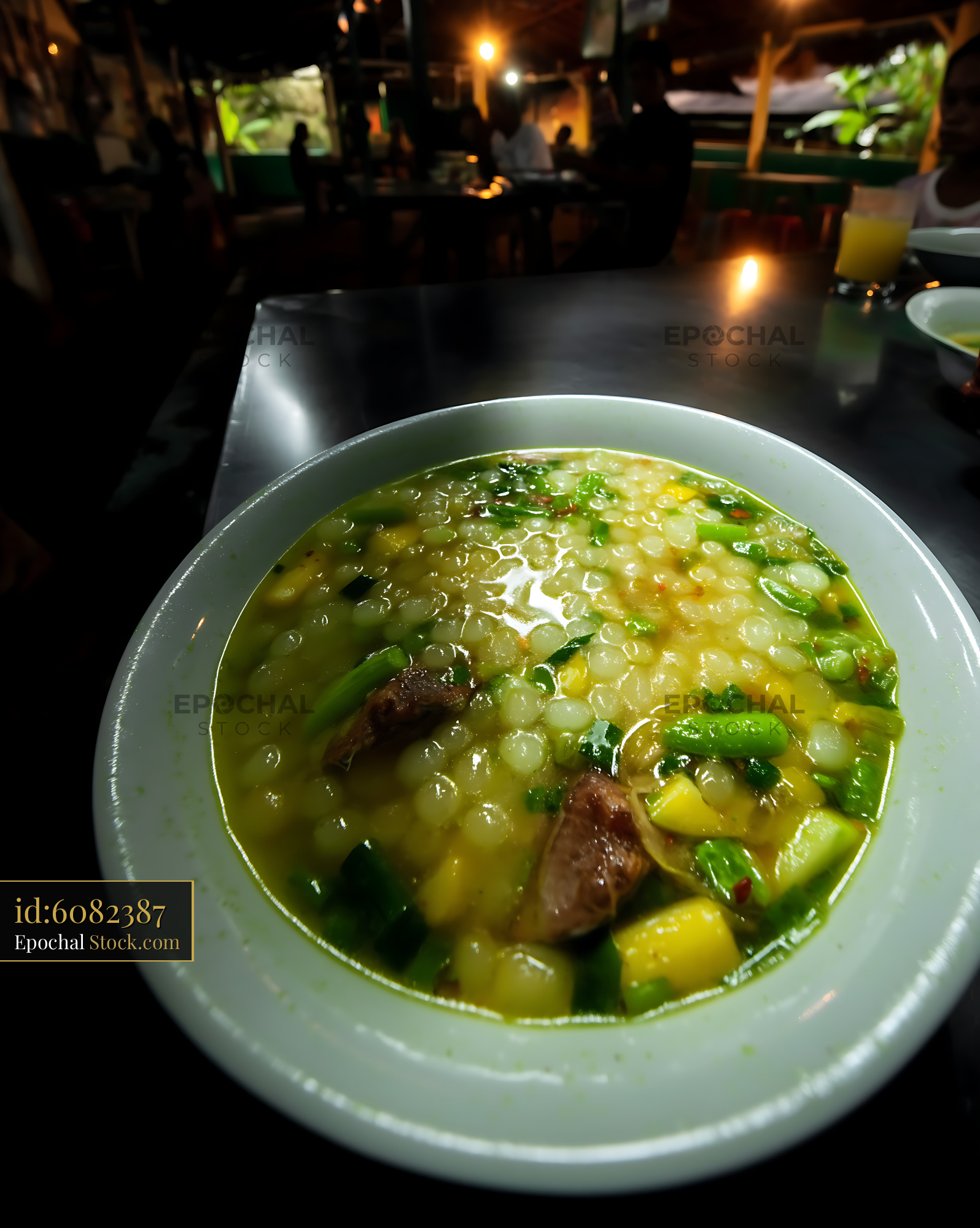 Delicious Lor Mee Soup Served at Night in Asian Eatery - stock photo