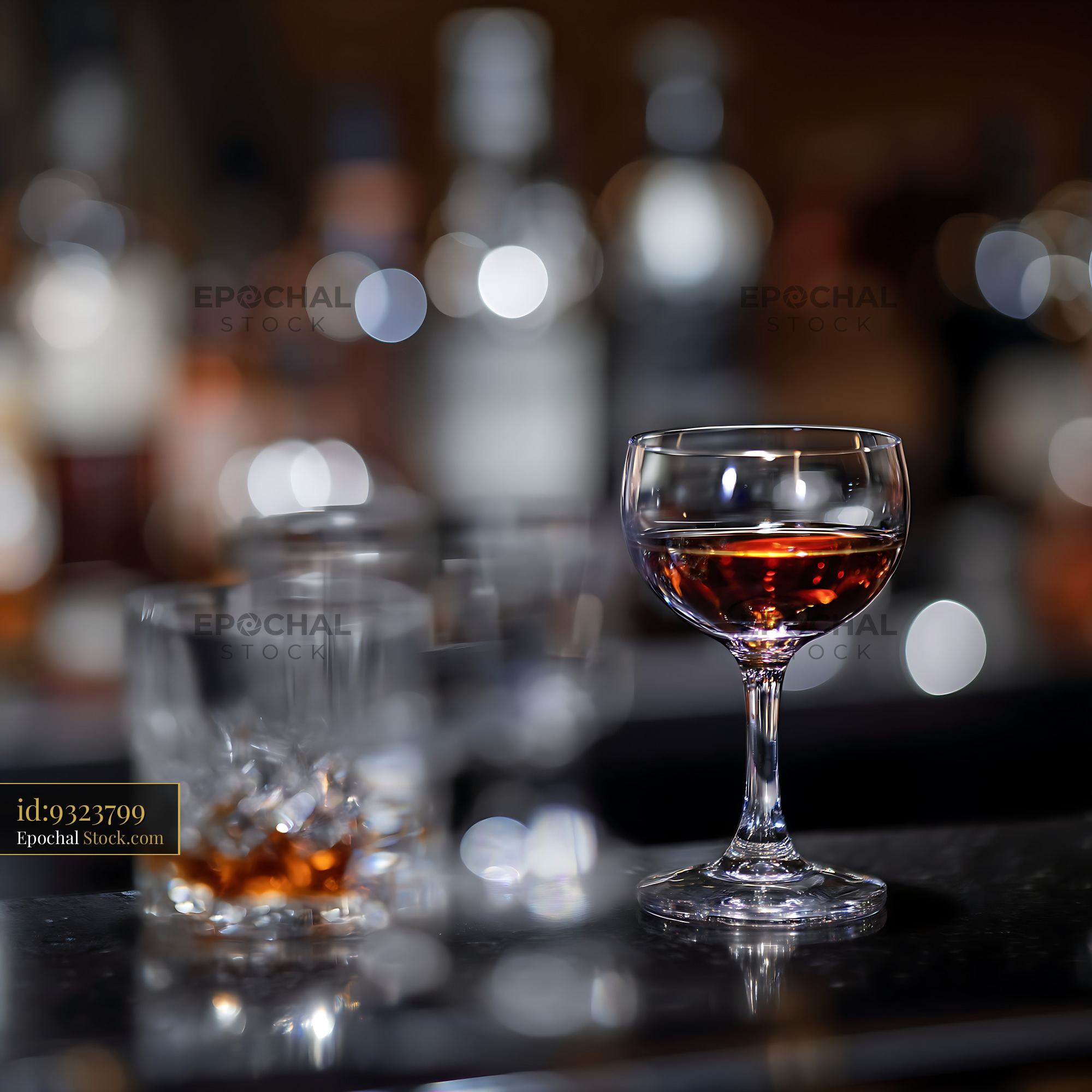 Bushwick Cocktail in Crystal Coupe Glass - stock photo