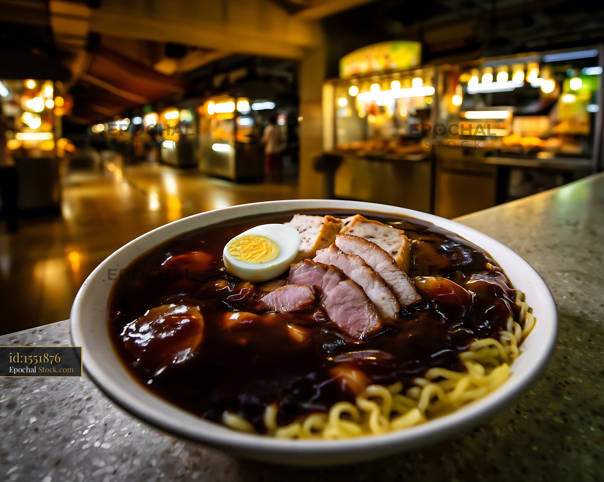 Lor Mee Soup with Pork and Egg at Hawker Stall - stock photo