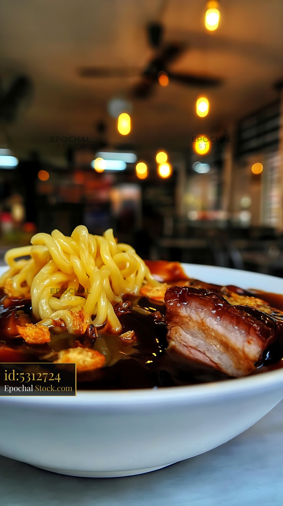 Delicious Lor Mee Soup with Pork Belly in Restaurant - stock photo