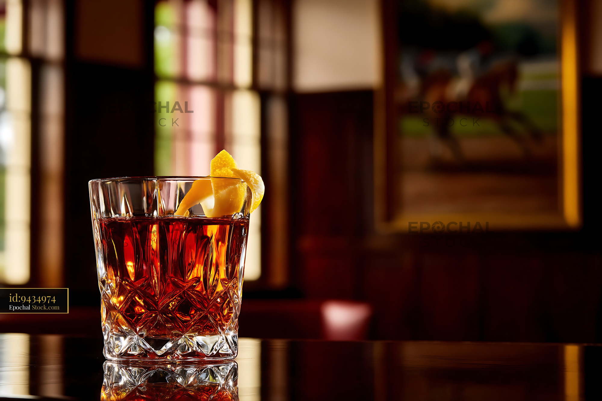 Classic Saratoga Cocktail with Citrus Garnish - stock photo