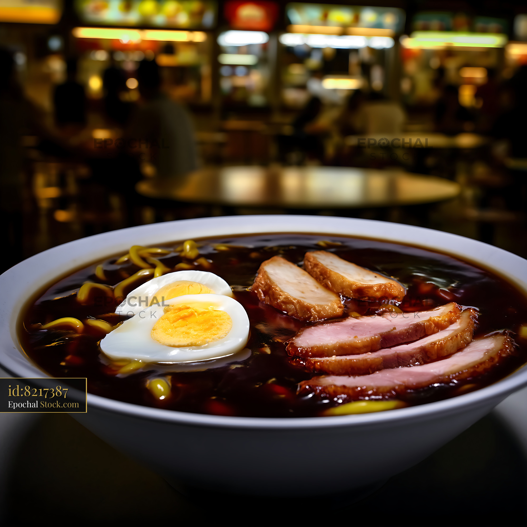 Delicious Lor Mee Soup with Duck and Eggs in Food Court - stock photo