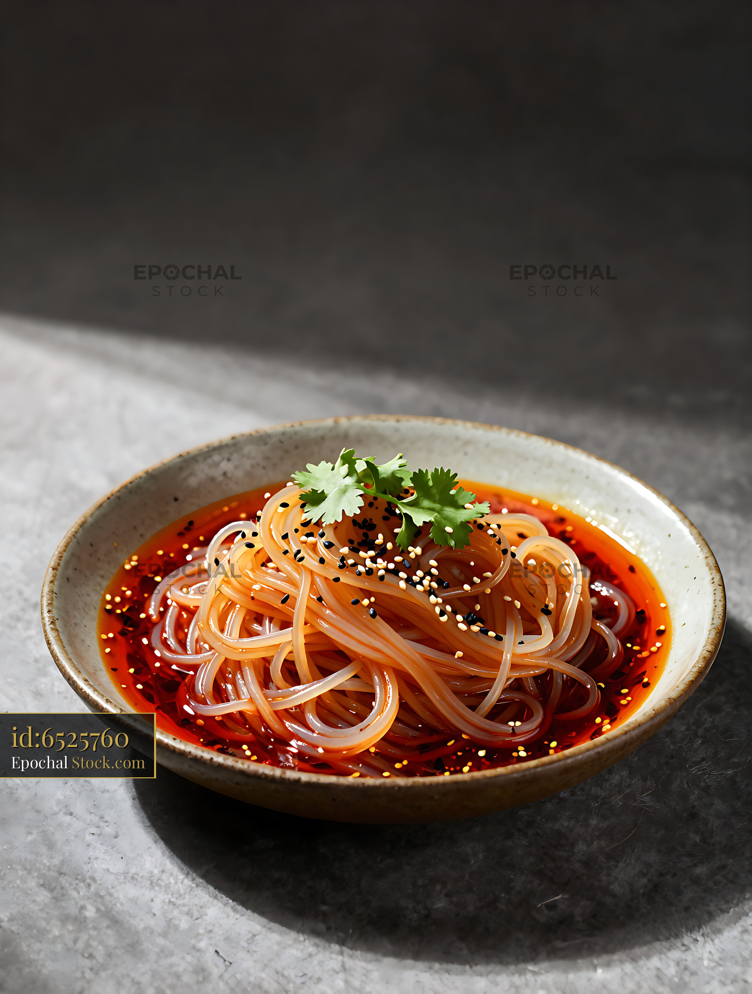 Sichuan Glass Noodle Salad in Red Chili Oil - stock photo