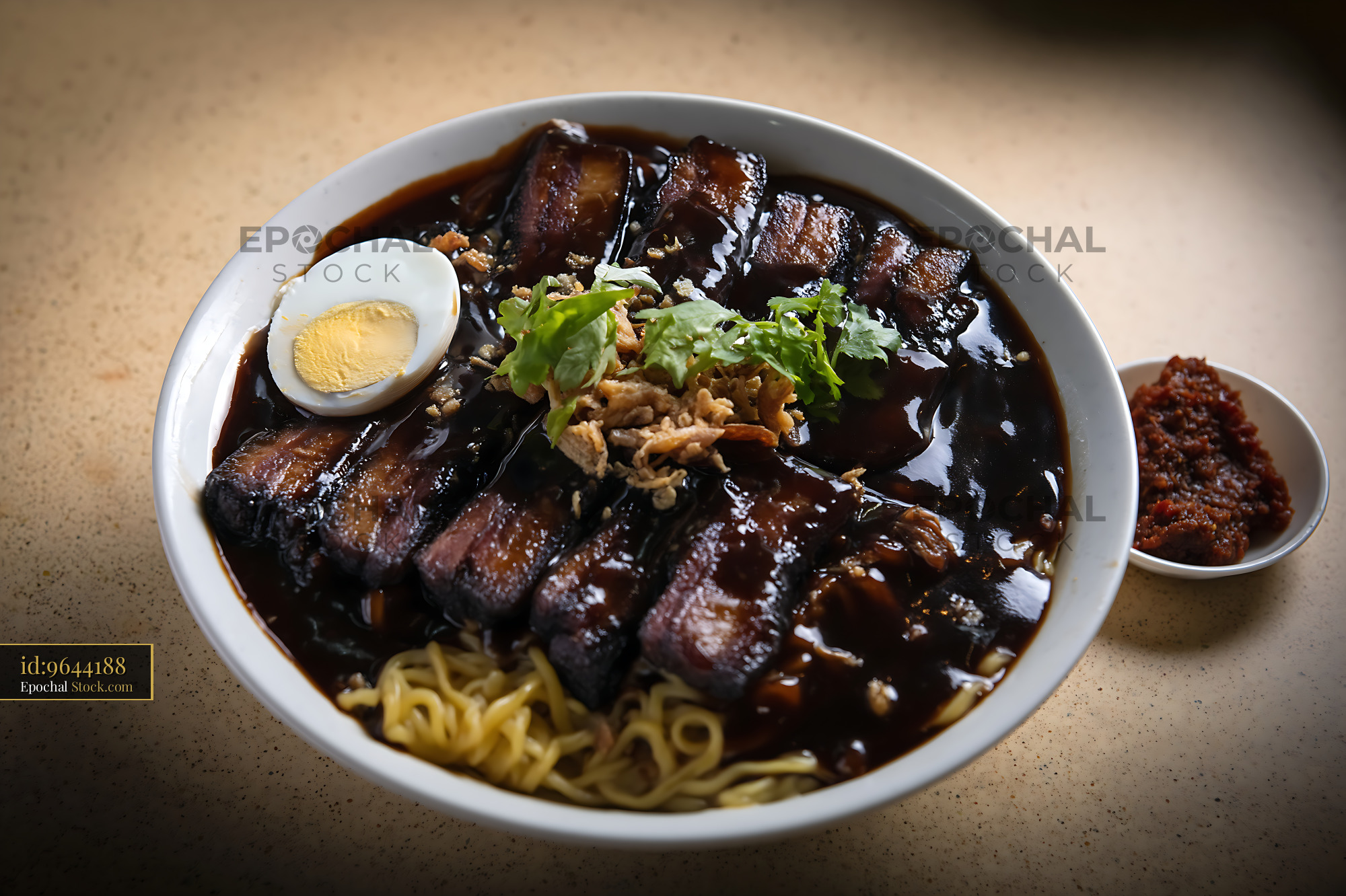 Lor Mee Soup with Braised Pork Belly and Egg - stock photo