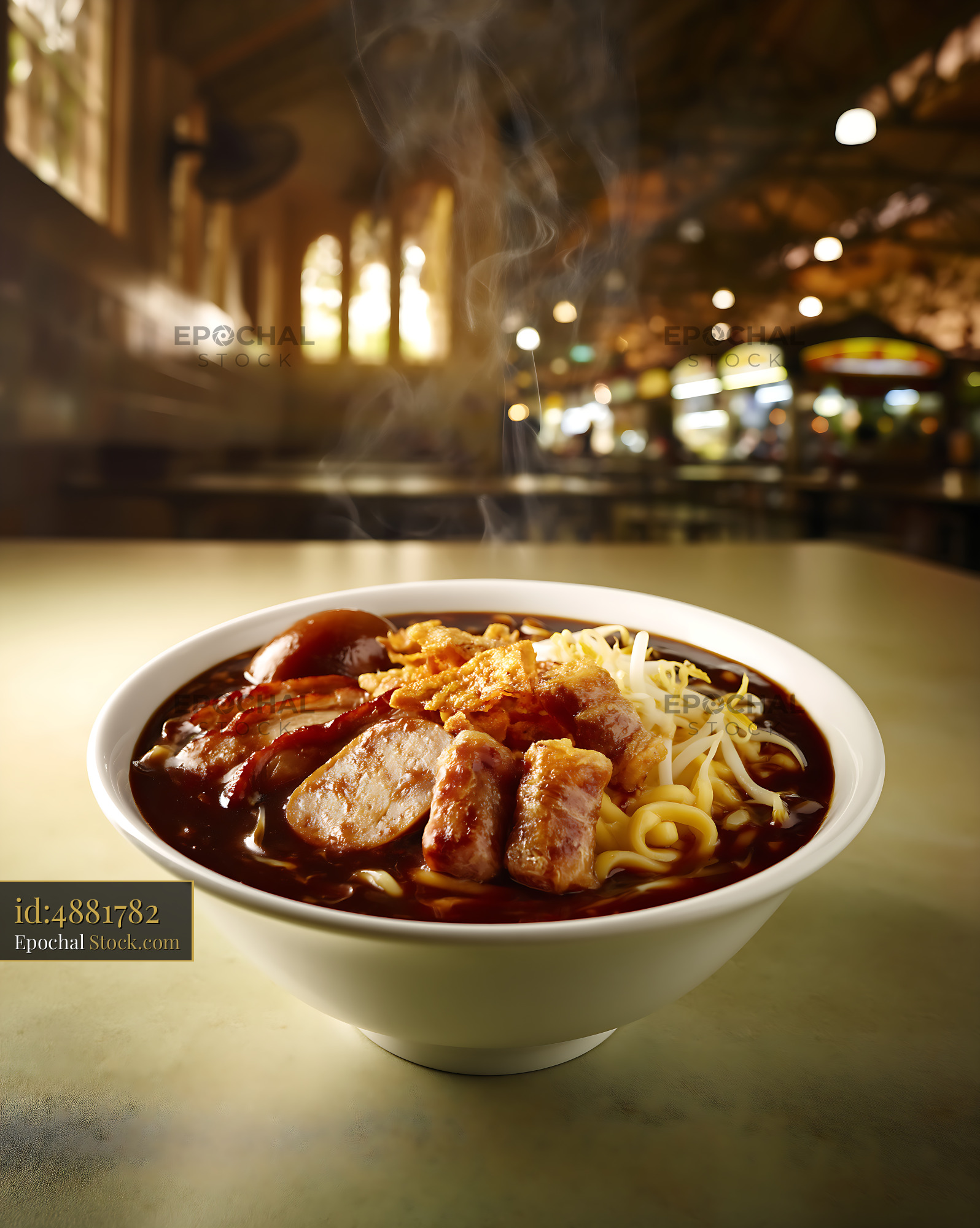 Steaming Delicious Lor Mee Soup at a Hawker Stall - stock photo